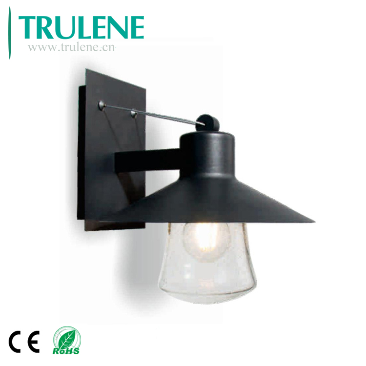 Modern water proof garden black glass shade wall lamp outdoor