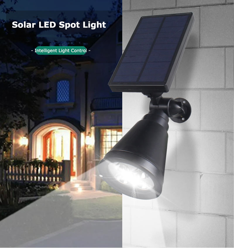 Outdoor Lighting Adjustable lamp angle ABS black solar powered led lawn lamp for garden park