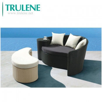 4 PC Rattan Patio Furniture Set Garden Lawn Sofa Cushioned Seat Wicker Sofa