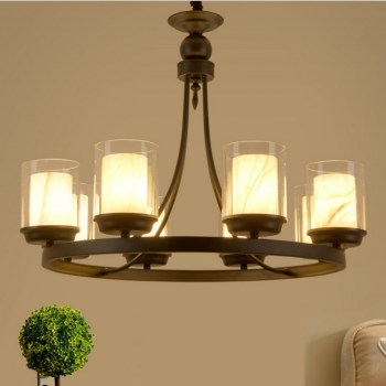 110-220V E27 4 6 8 10 heads glass lampshade marble cover American decor dinning room table pendant light chandelier