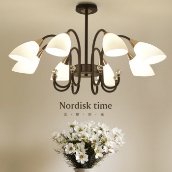 American countryside home villa bedroom dining room table iron crystal chandelier luxury modern