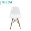 Modern style white plastic dining room chair side chair with wood leg
