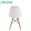 Modern style white plastic dining room chair side chair with wood leg
