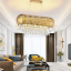 Postmodern contemporary round oval luxury home living room golden crystal curtain ceiling led lighting for villa