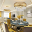 Postmodern contemporary round oval luxury home living room golden crystal curtain ceiling led lighting for villa