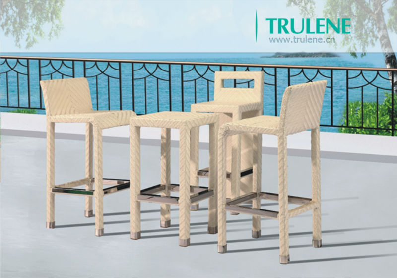 Modern Beach seaside restaurant Tall Rattan bar table and chair Outdoor Furniture Garden Sets