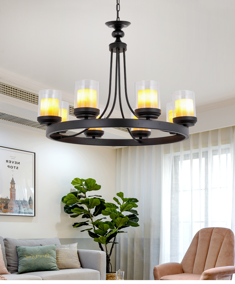 110-220V E27 4 6 8 10 heads glass lampshade marble cover American decor dinning room table pendant light chandelier